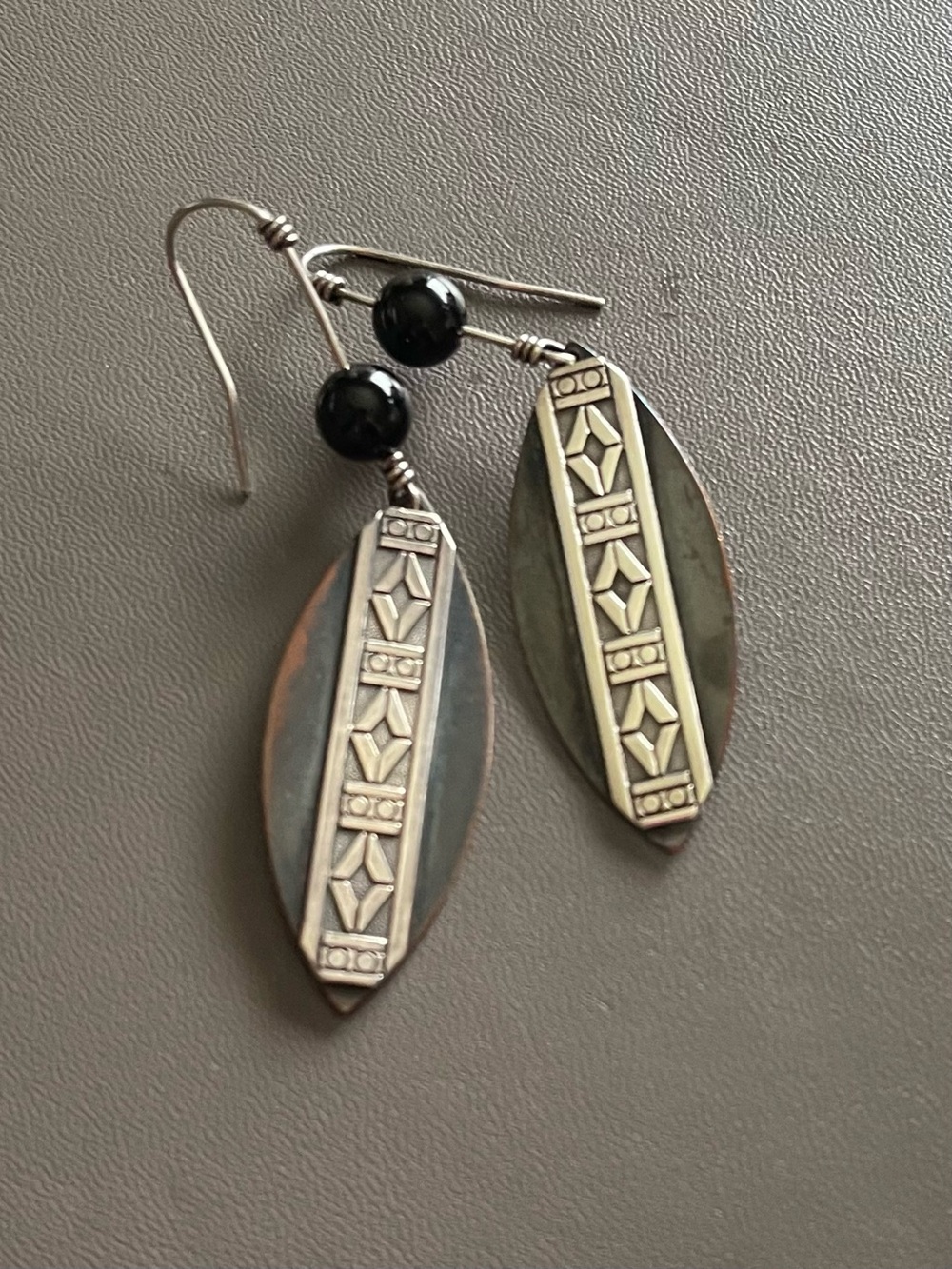 James Avery Silver and Black Onyx Dangle Earrings